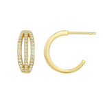 Load image into Gallery viewer, Two Halves CZ Gold Plated Hoop Earrings