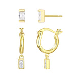 Load image into Gallery viewer, CZ Stud and Charm Hoop Earring Set
