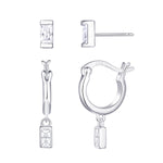 Load image into Gallery viewer, CZ Stud and Charm Hoop Earring Set