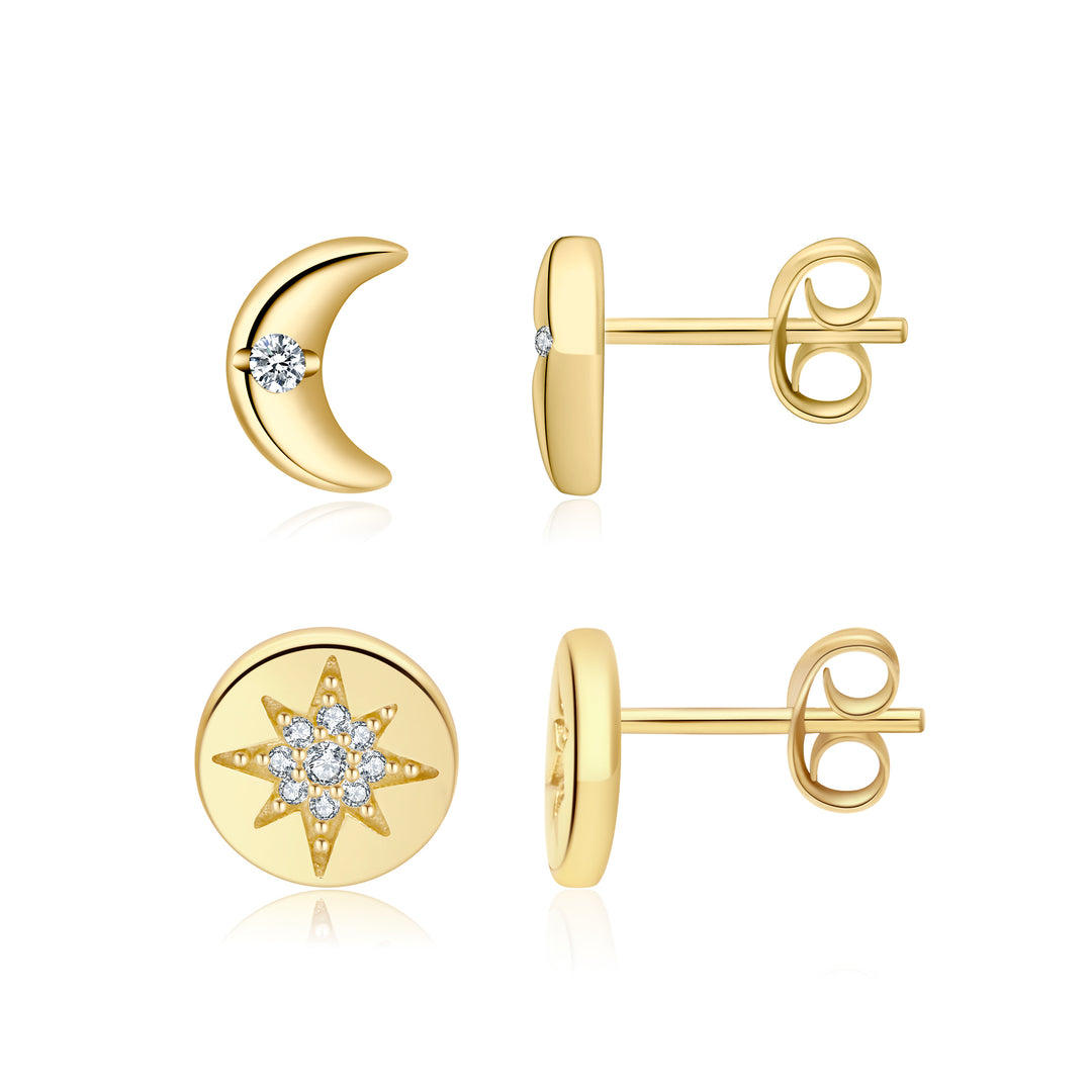 CZ Starburst Stud Earring Set