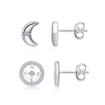 Load image into Gallery viewer, North Star Guiding Light and Crescent Moon Earring Set