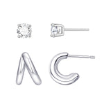 Load image into Gallery viewer, Mini Split Cuff Hoop and CZ Stud Earring Set