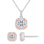 Load image into Gallery viewer, Sterling Silver with CZ Stone Cushion Cut Pendant and Earring Set