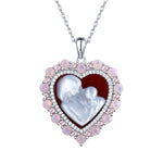 Load image into Gallery viewer, Pink Agate Cherub Angel Sterling Silver Heart Pendant