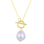 Load image into Gallery viewer, Sterling Silver Gold Plated Pearl Drop Pendant Necklace