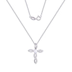 Load image into Gallery viewer, Sterling Silver Pearl CZ Cross Pendant Necklace