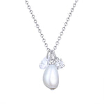 Load image into Gallery viewer, Sterling Silver Organic Pearl with CZ Charm Necklace