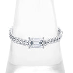 Load image into Gallery viewer, Sterling Silver Emerald Cut CZ Chain Ring