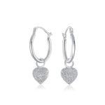 Load image into Gallery viewer, 10K White Gold Heart Charmed Hoop Earrings