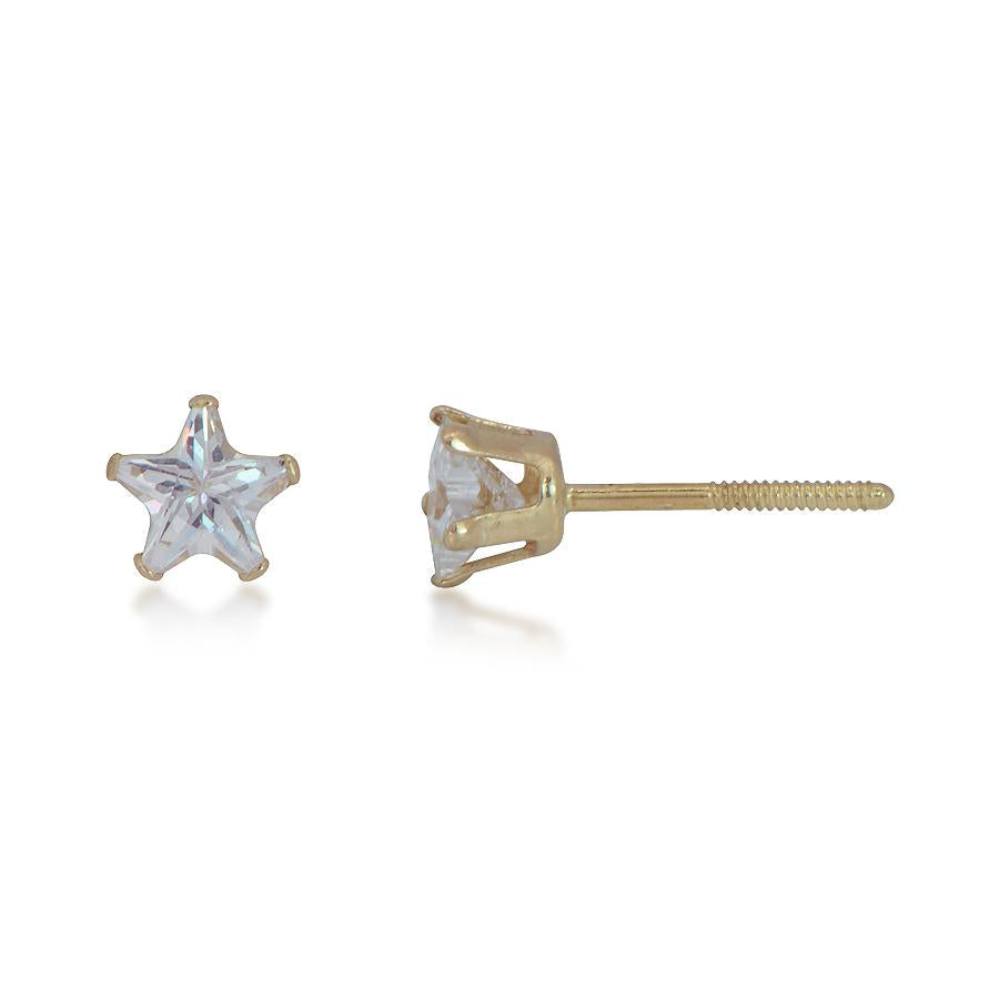 10K Yellow Gold 5mm Star CZ Stud Earrings