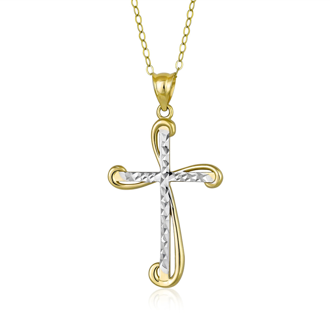 10K Yellow Gold Cross My Heart Sparkle Pendant