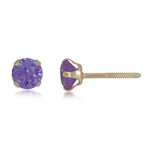 Load image into Gallery viewer, 10K Yellow Gold 5mm Round Amethyst Stud Earrings