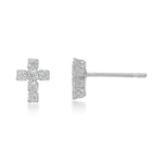 Load image into Gallery viewer, 10K Yellow Gold CZ Cross Studs