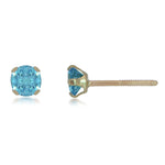 Load image into Gallery viewer, 10K White Gold 4mm Round Blue CZ Stud Earrings
