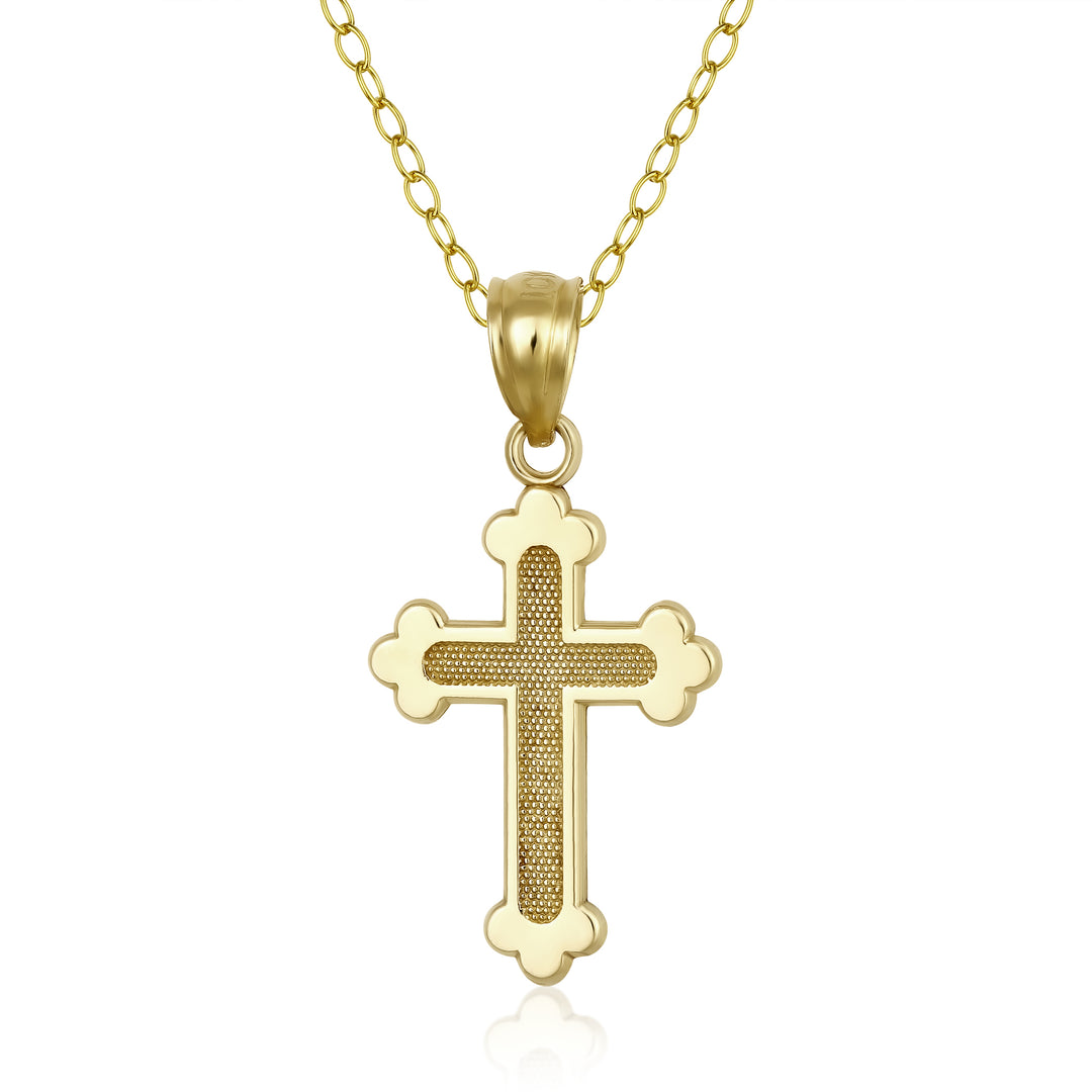 10K Yellow Gold Faith Cross Pendant Necklace