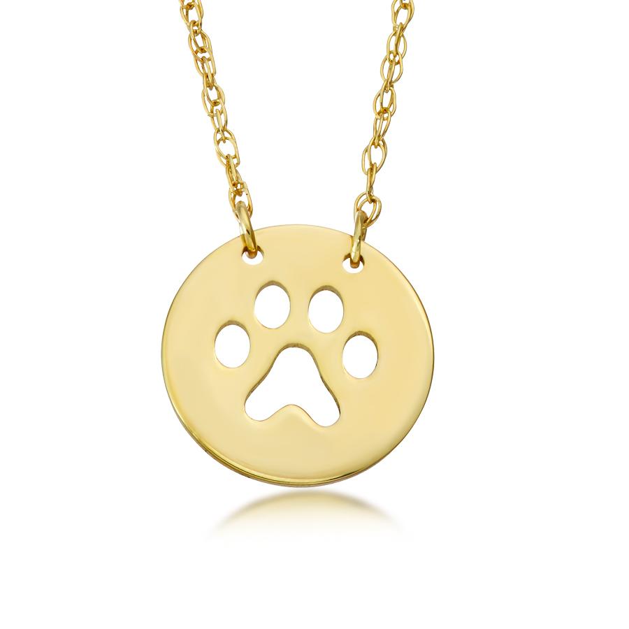 10K Yellow Gold Dog Paw Pendant