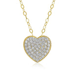 Load image into Gallery viewer, 10K Yellow Gold CZ Pave Heart Necklace