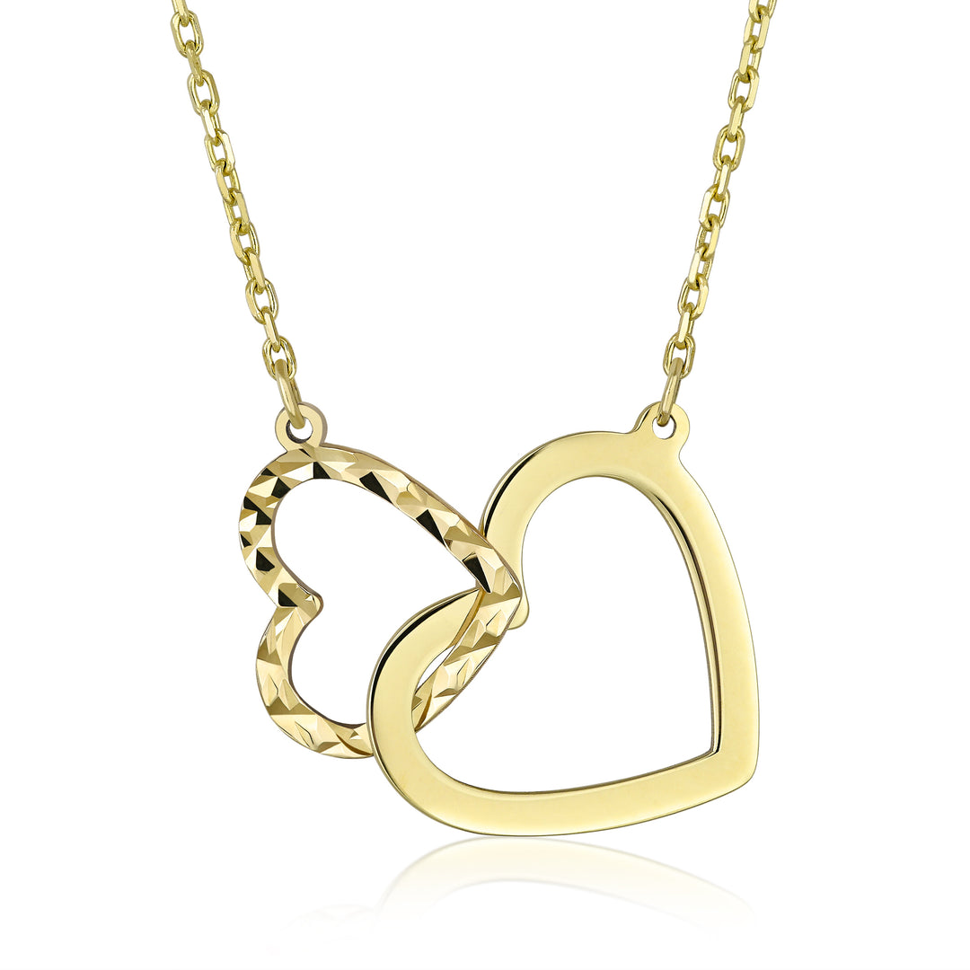10K Yellow Gold Double Heart Pendant