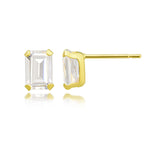 Load image into Gallery viewer, 10K Yellow Gold Emerald Cut CZ Stud Earrings