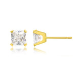Load image into Gallery viewer, 10K Yellow Gold 6mm Square CZ Stud Earrings