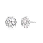 Load image into Gallery viewer, 10K White Gold Flower Cluster CZ Stud Earrings