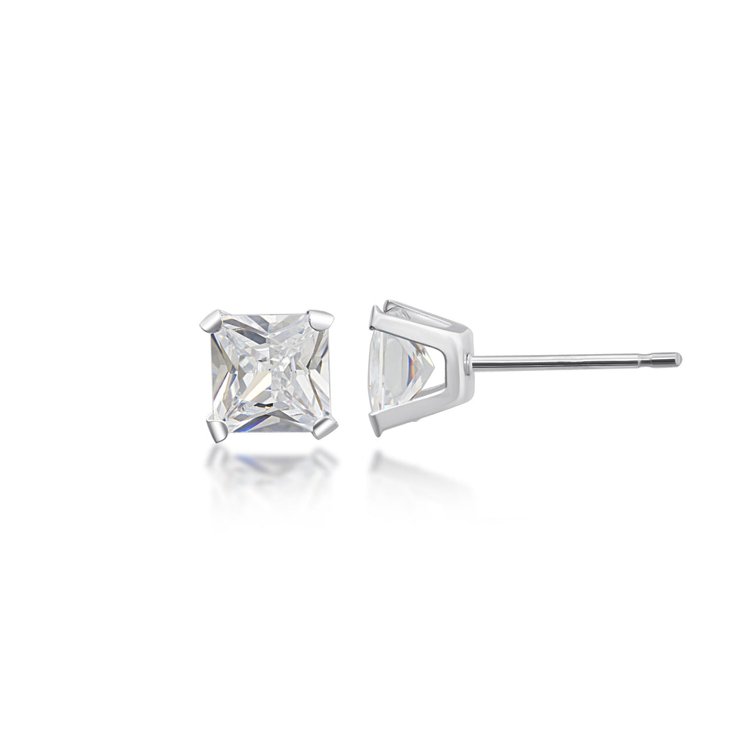 10K White Gold Modern Square 5mm CZ Stud Earrings
