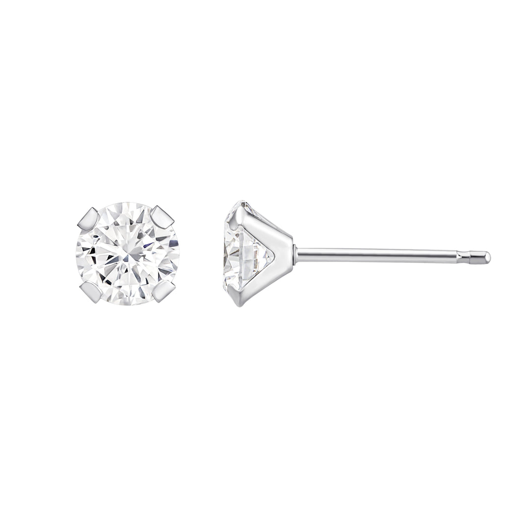 10K White Gold Round 5mm CZ Stud Earrings