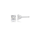 Load image into Gallery viewer, 10K White Gold Square 4mm CZ Modern Stud Earrings
