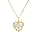 Load image into Gallery viewer, 10K Yellow Gold Shimmer Created Opal CZ Heart Pendant