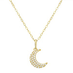 Load image into Gallery viewer, 10K Yellow Gold CZ Charm Moon Pendant