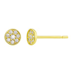 Load image into Gallery viewer, 10K Yellow Gold Pave Stud Round CZ Earrings
