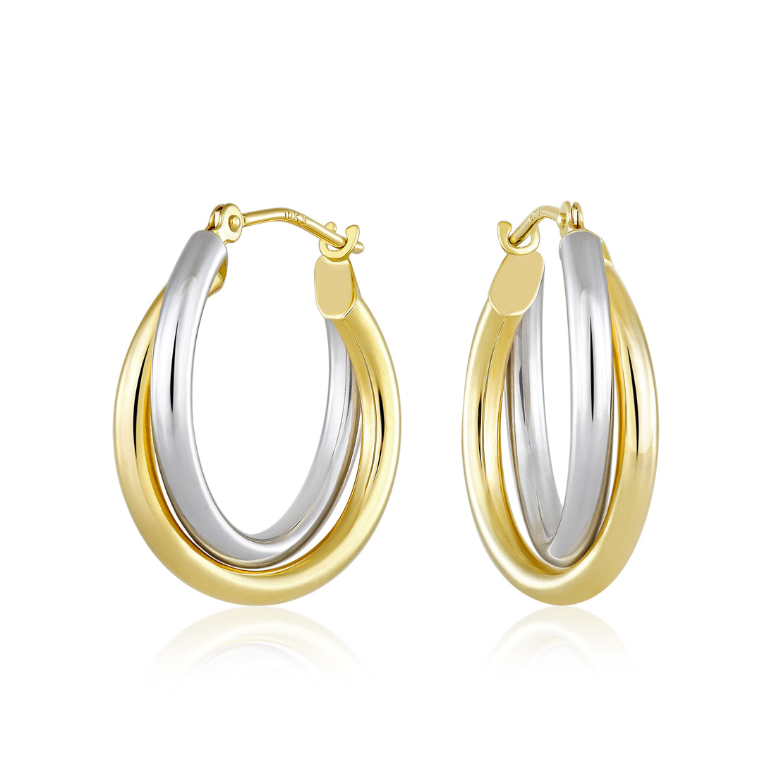 10K Bicolor Gold Hoop Earrings