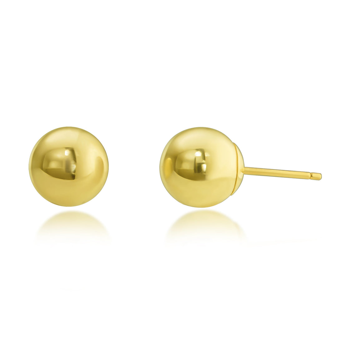 10K Yellow Gold 8mm Ball Stud Earrings