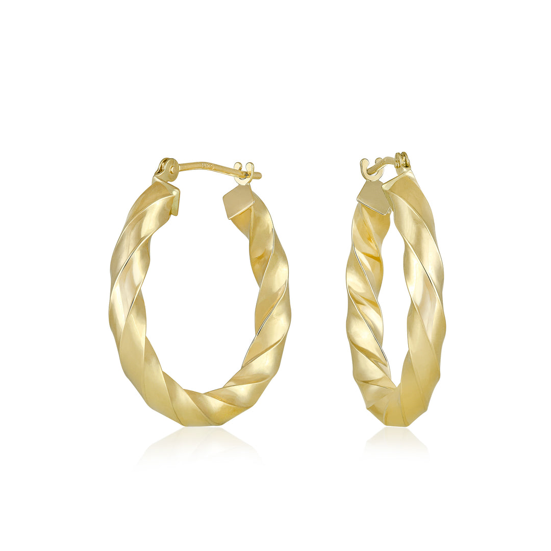 14K Yellow Gold Twisted Hoop Earrings