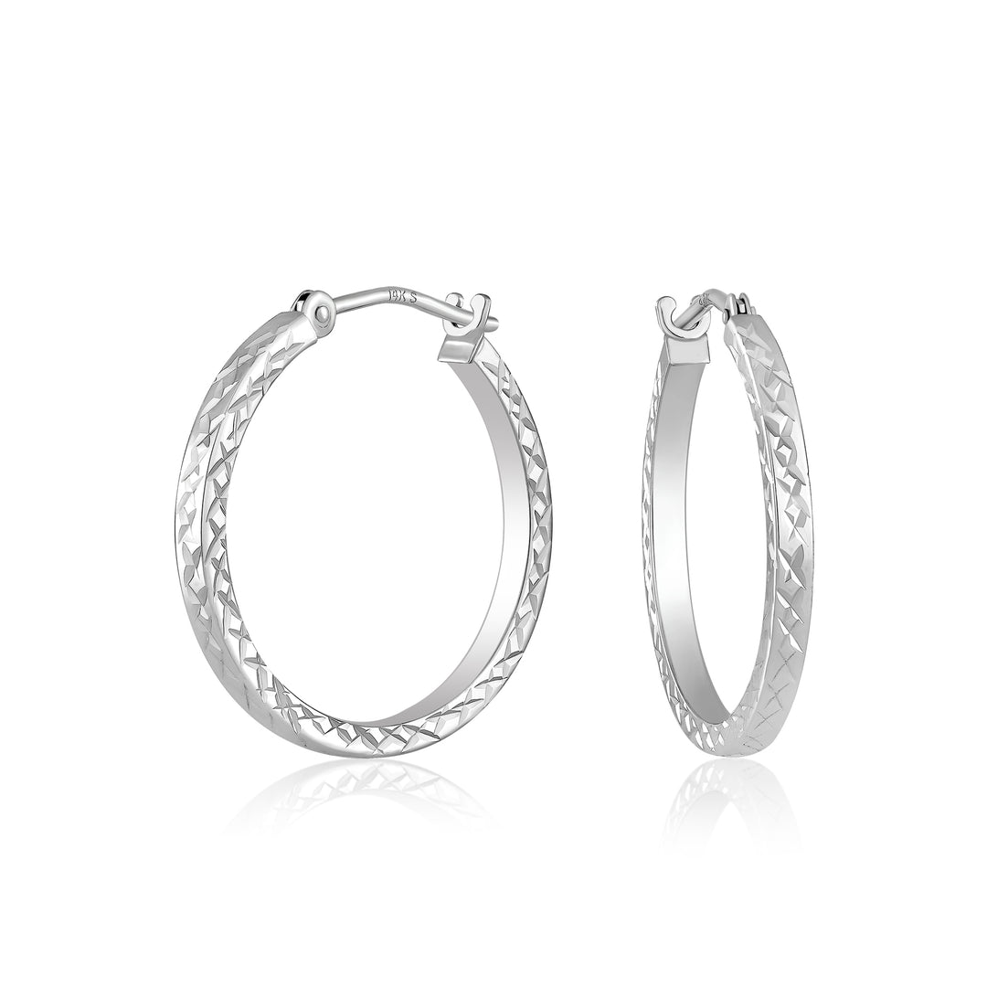 14K White Gold Simple Hoop Earrings