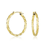 Load image into Gallery viewer, 14K Yellow Gold Thin Twist Hoop Earrings
