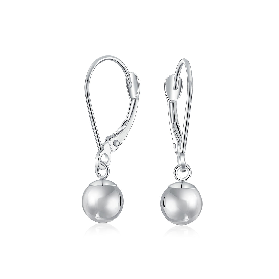 14K White Gold Simple Dangle Ball Earrings