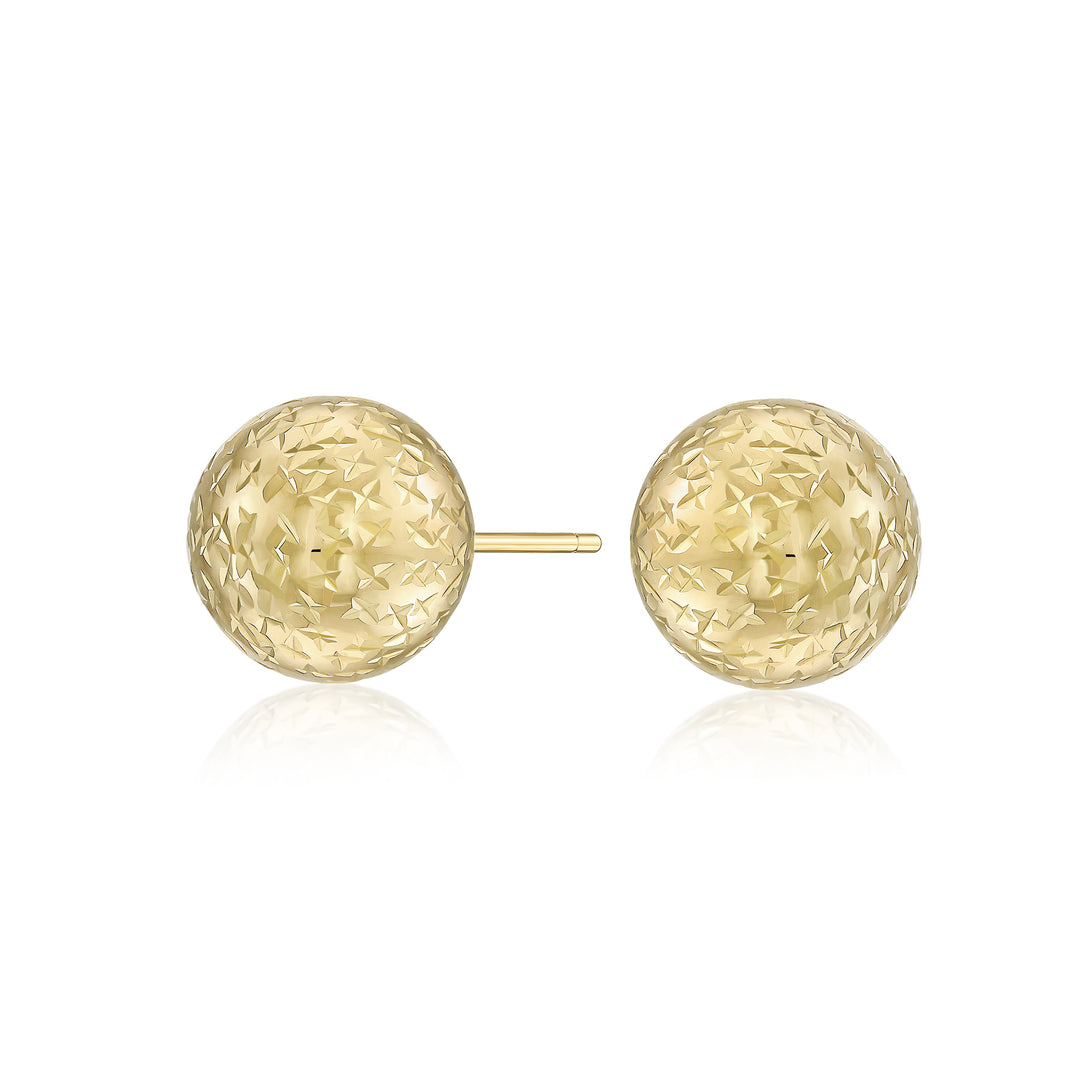 14K Yellow Gold Boss Ball Stud Earrings