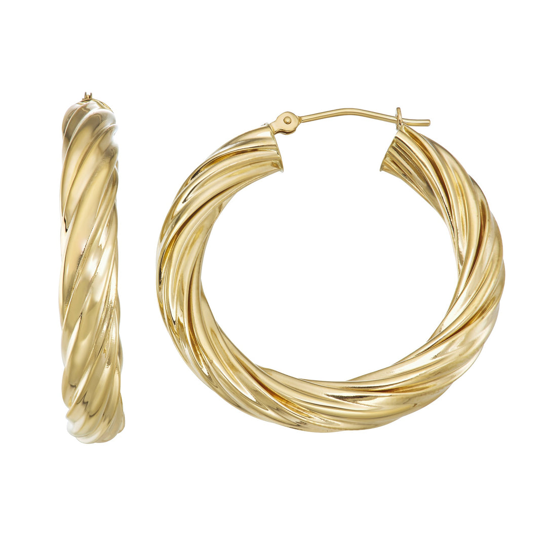 14K Gold Bold Twist Hoop