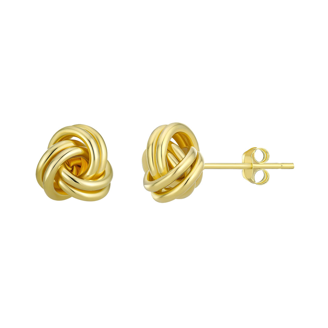 14K Yellow Gold Love knot Stud Earrings