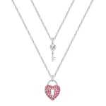 Load image into Gallery viewer, Sterling Silver Plated Brass Heart and Key Pendant Necklace
