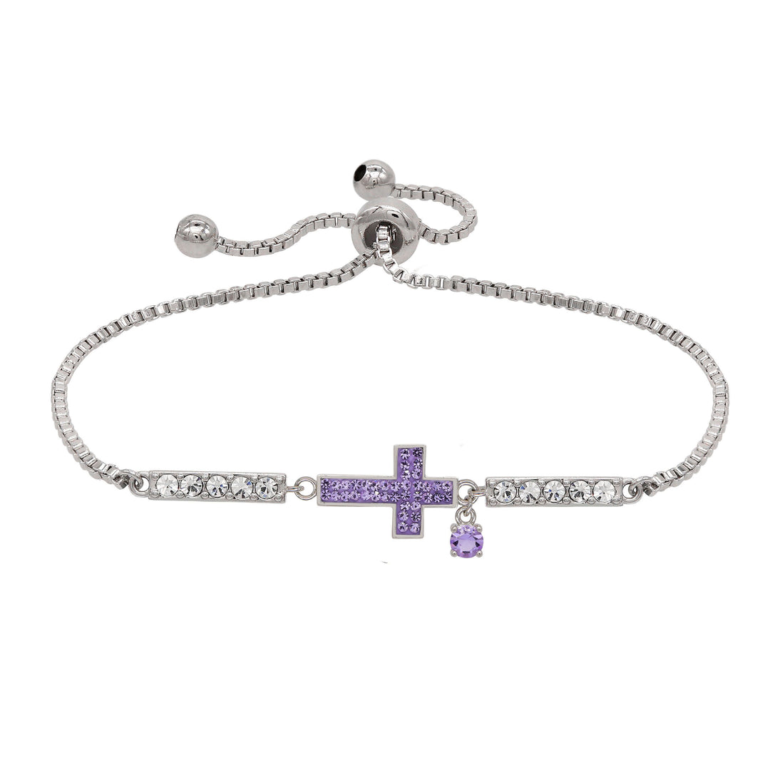 Sterling Silver Plated Brass Petite Cross Adjustable Bracelet