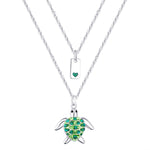 Load image into Gallery viewer, Sterling Silver Plated Brass Green Turtle and Tag Pendant Necklace
