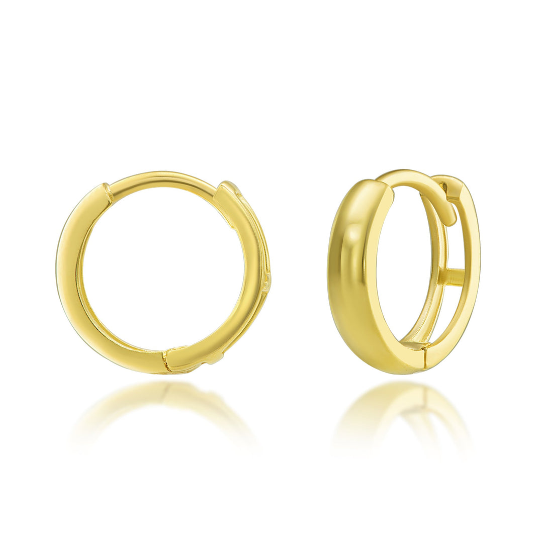 14K Yellow Gold Huggie Hoop Earrings