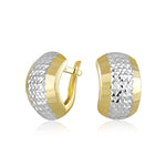 Load image into Gallery viewer, 14K Yellow White Gold Hoop Hammered Petite Earrings

