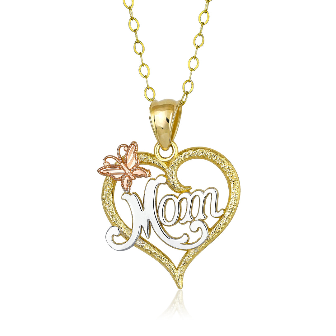 14KT Yellow Gold Floral Mom Pendant