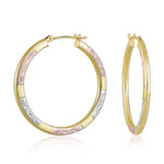 Load image into Gallery viewer, 14K Tri Gold Etched Squared Hoop Earrings
