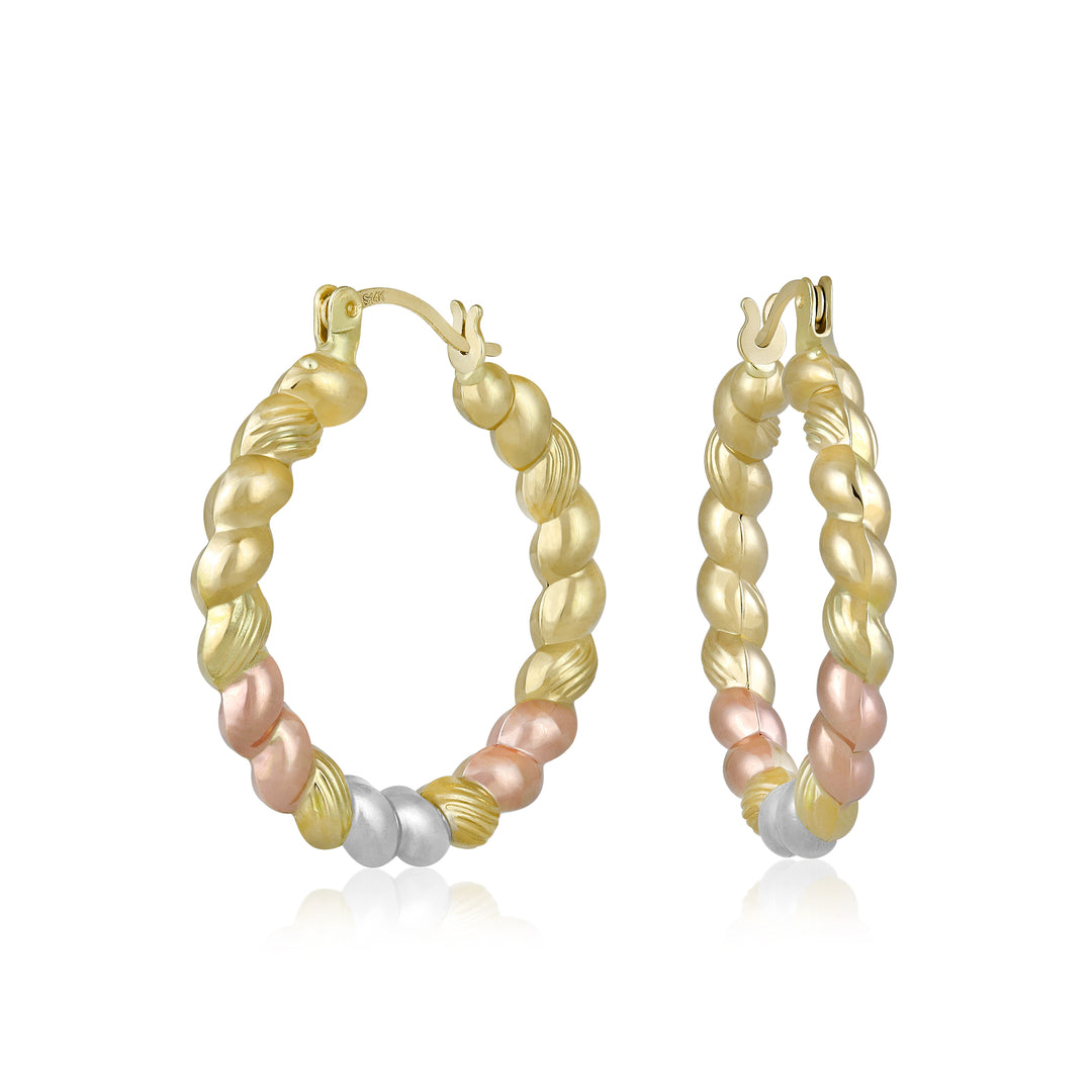 14K Twist Multi Color Hoop Earrings