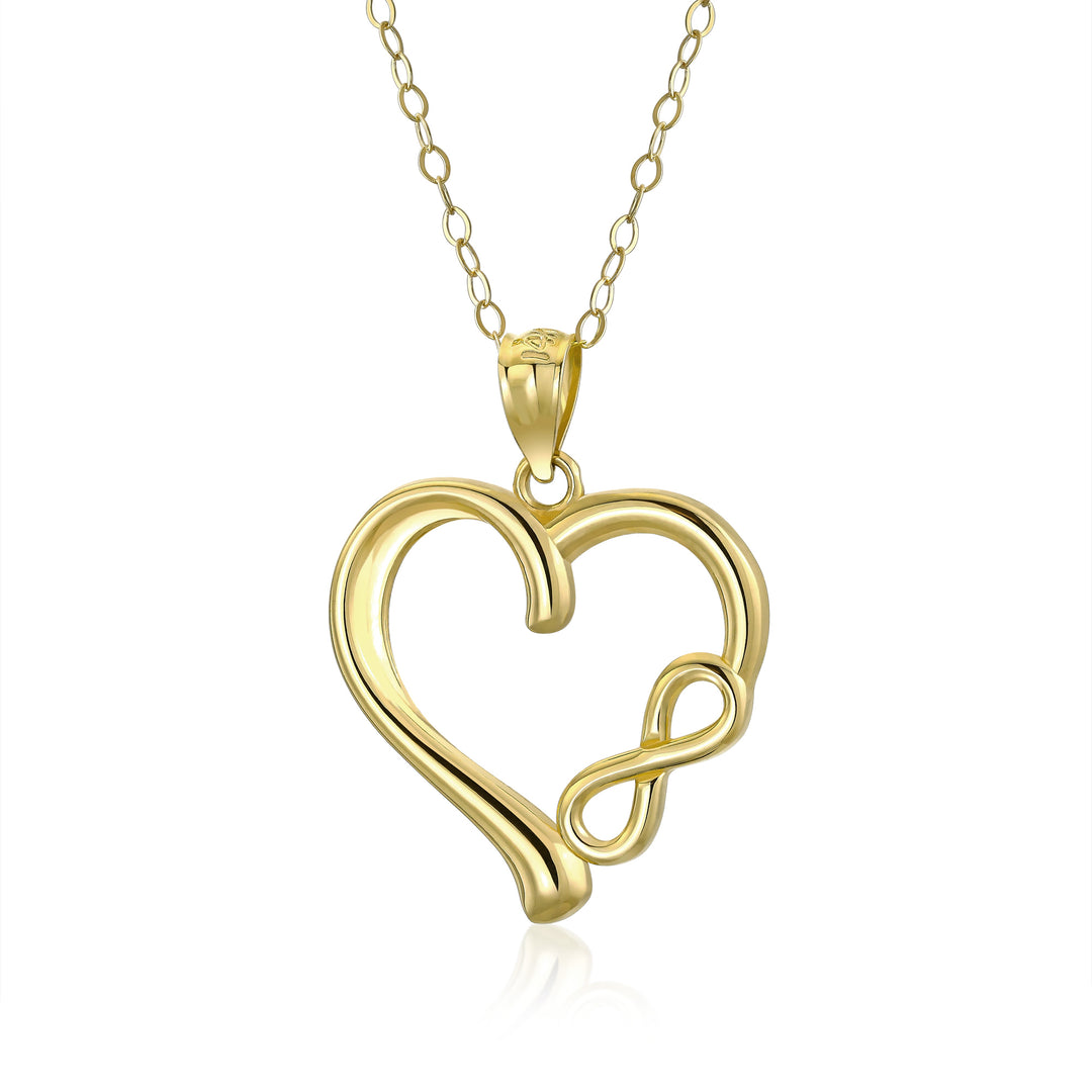 14K Yellow Gold Infinity Love Heart Pendant