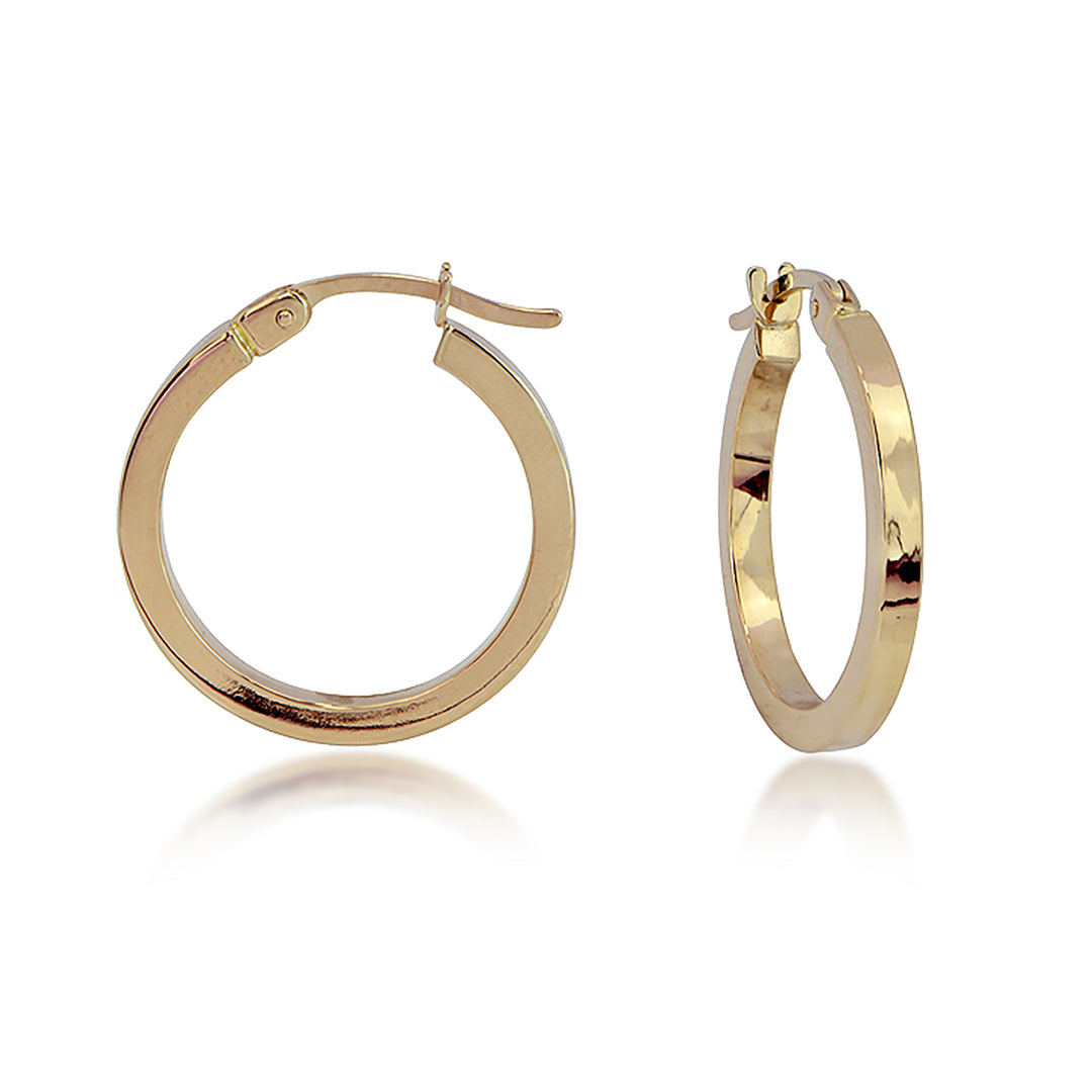 14K Yellow Gold Square Edged Hoop Earrings